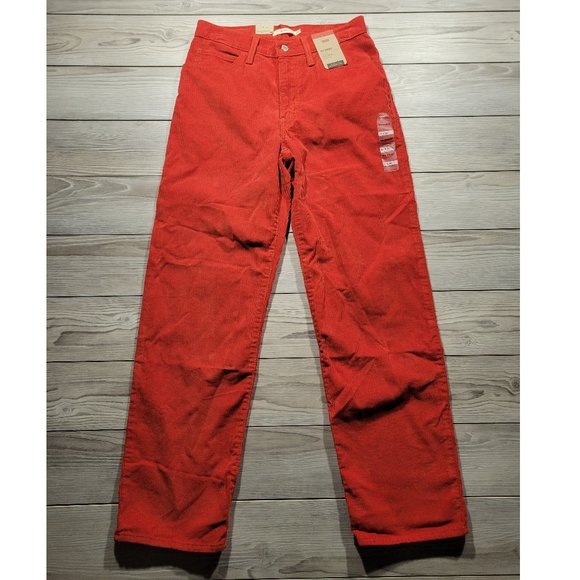 Levis 94’ Baggy Mid Rise Sz 24 - 34 Straight Leg Corduroy Dad Jeans Blood Orange - Picture 1 of 12